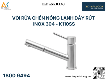 Vòi rửa chén nóng lạnh dây rút Inox 304 - K110SS